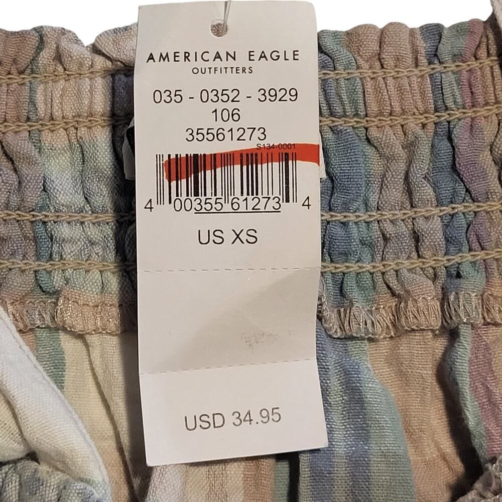NEW American Eagle Outfitters X-Small Cotton Cropped Top Pink Blue Green Plaid - Picture 13 of 14
